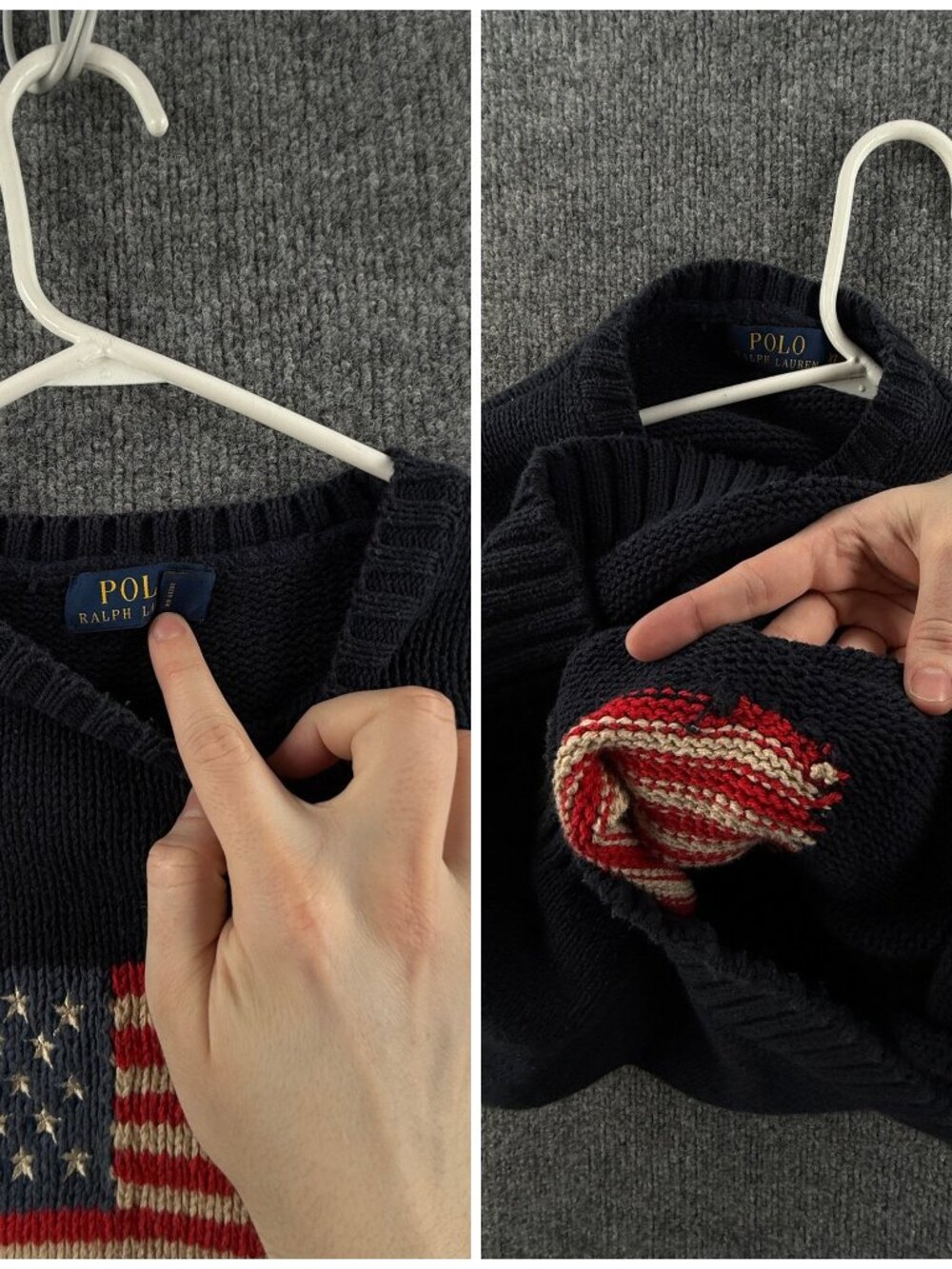 Polo Ralph Lauren USA Flag Sweater XL Blue Pullover Cotton Women Graphic Knit - Picture 15 of 16